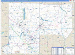 Youngstown-Warren-Boardman Metro Area Wall Map Basic Style 2026